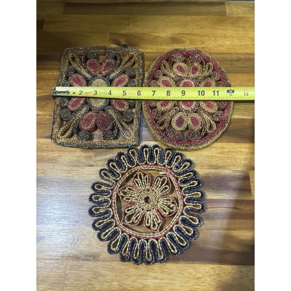 1970s bohemian-style woven hot pads